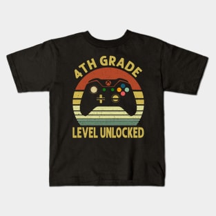 4th Grade Level Unlocked First Day of School Video Gamer Kids T-Shirt